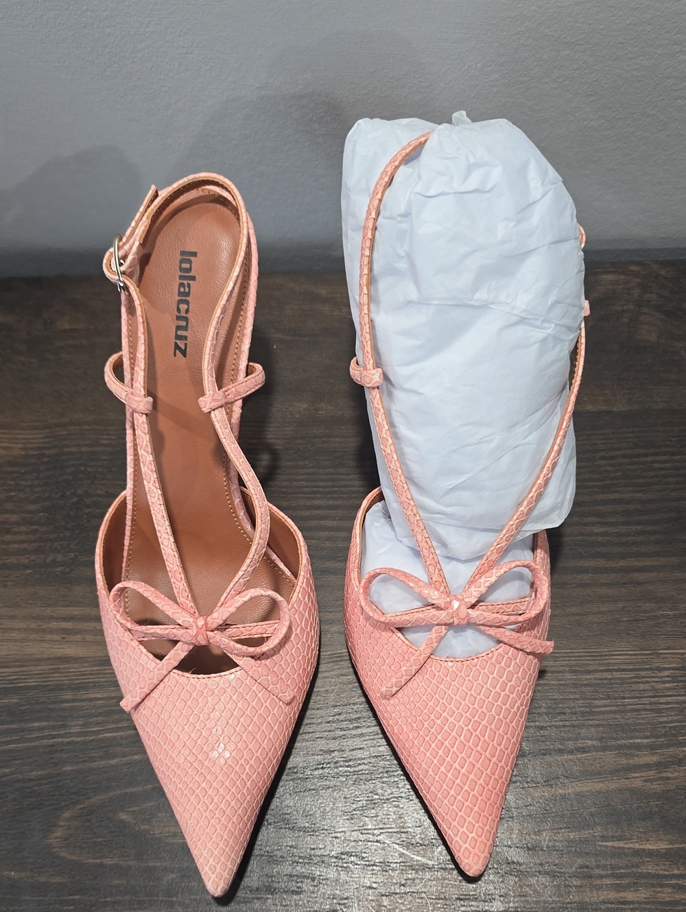 Vero Cuoio Pink Pointed Toe Tie-Front Slingback Heels